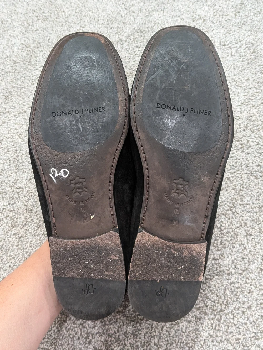 Donald J Pliner Dacio Black Suede Blue Stitched Bit Loafers Shoes Mens 11M